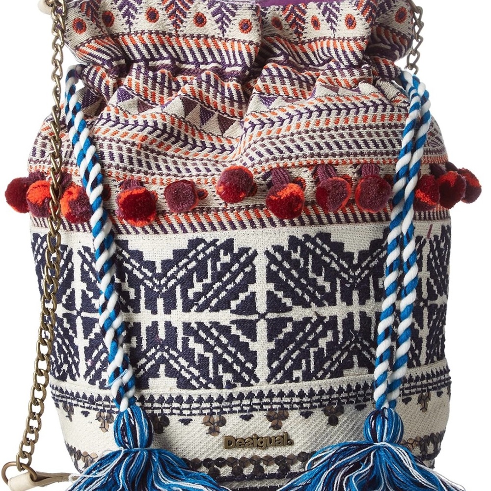Desigual Vigo Gala Boho Shoulder Bag | Embroidered Tassel Crossbody Purse